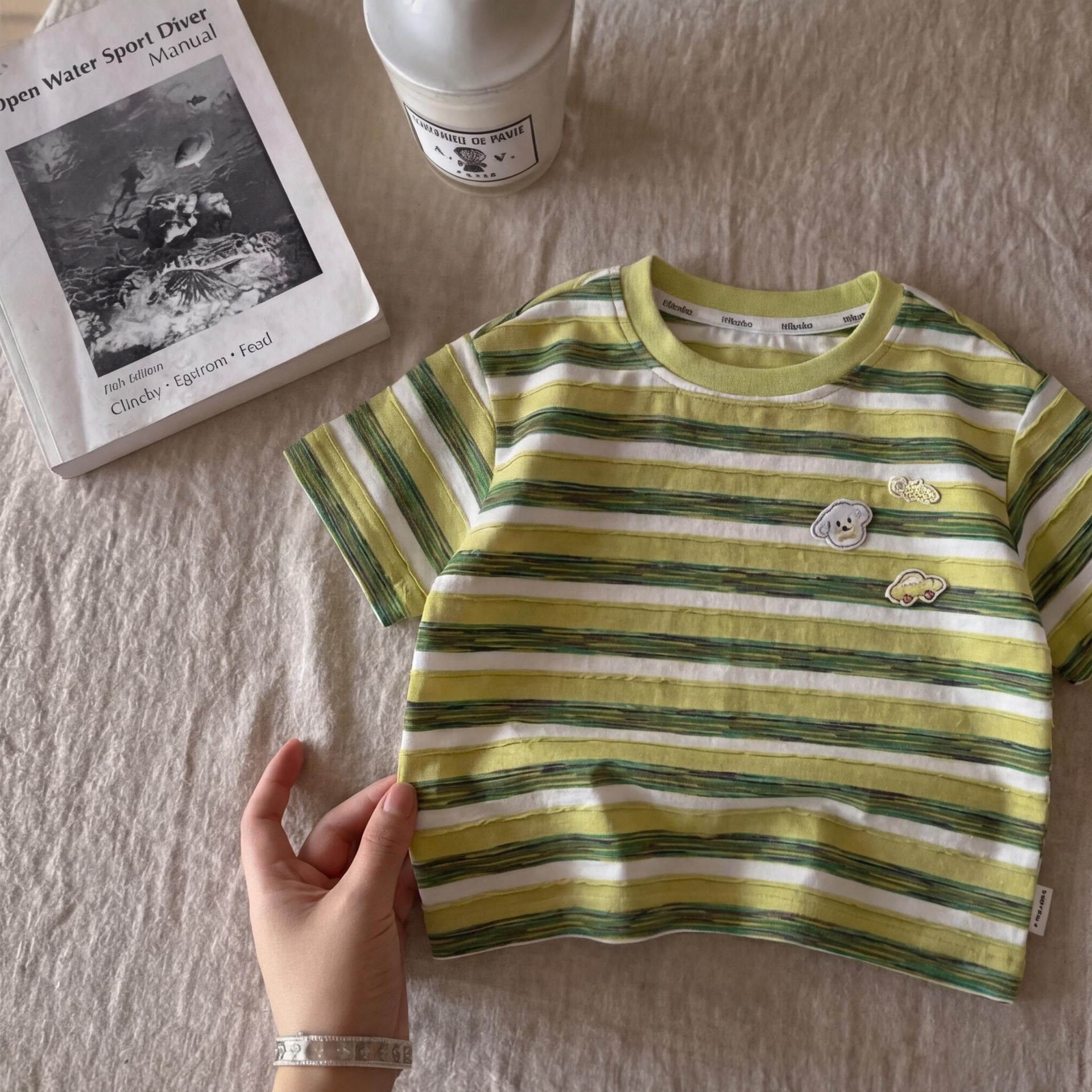 Baby& Kid Striped Cartoon Puppy Car T-Shirt