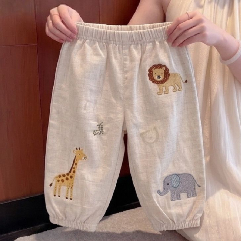 Kids Cartoon Animal Embroidery Lantern Pants