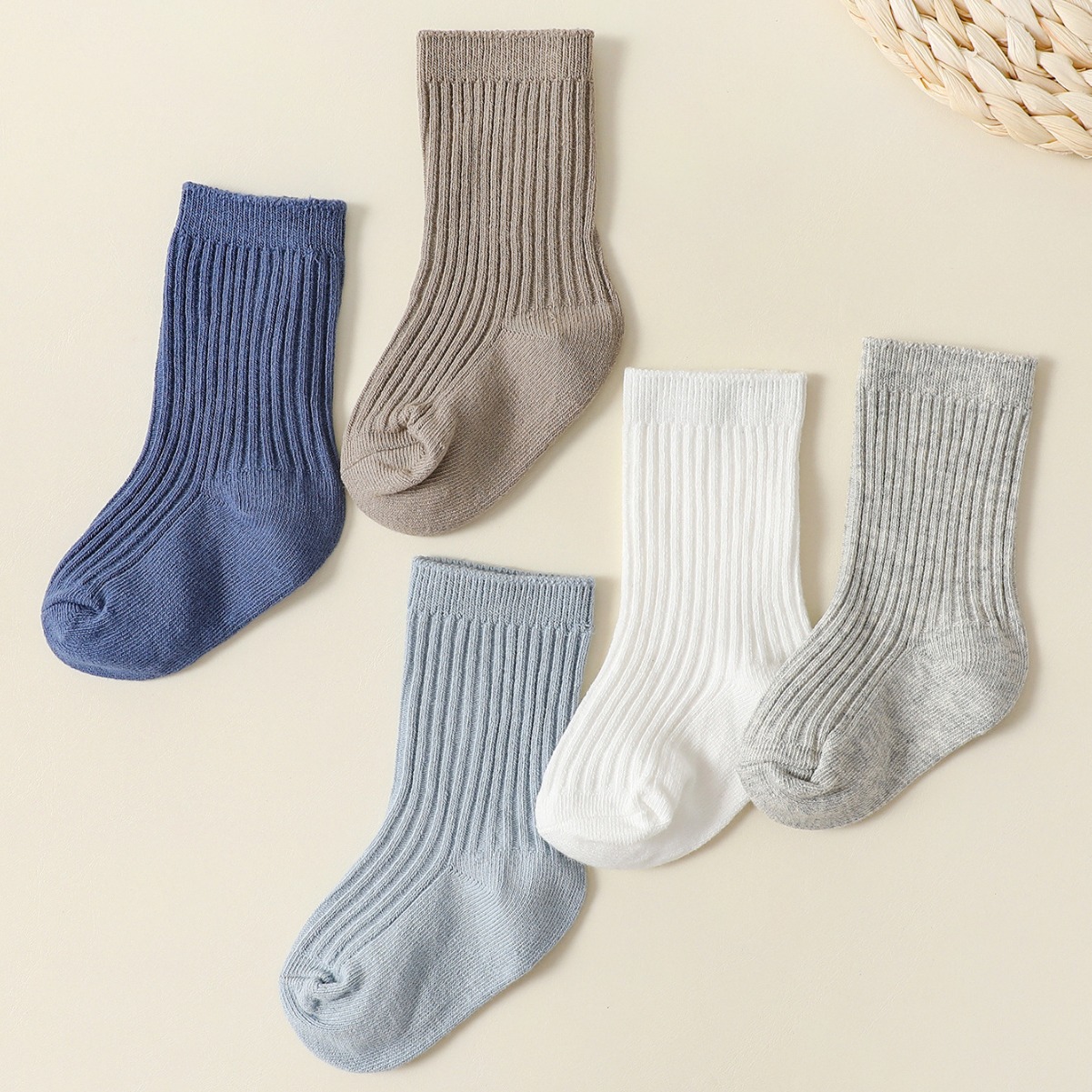 Baby& Kid Solid Color Stripes Mid-Calf Socks