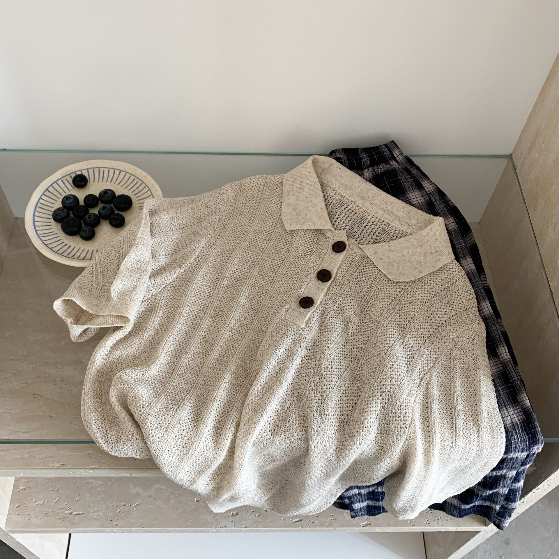 Kids Knitted Short Sleeved Polo T-shirt