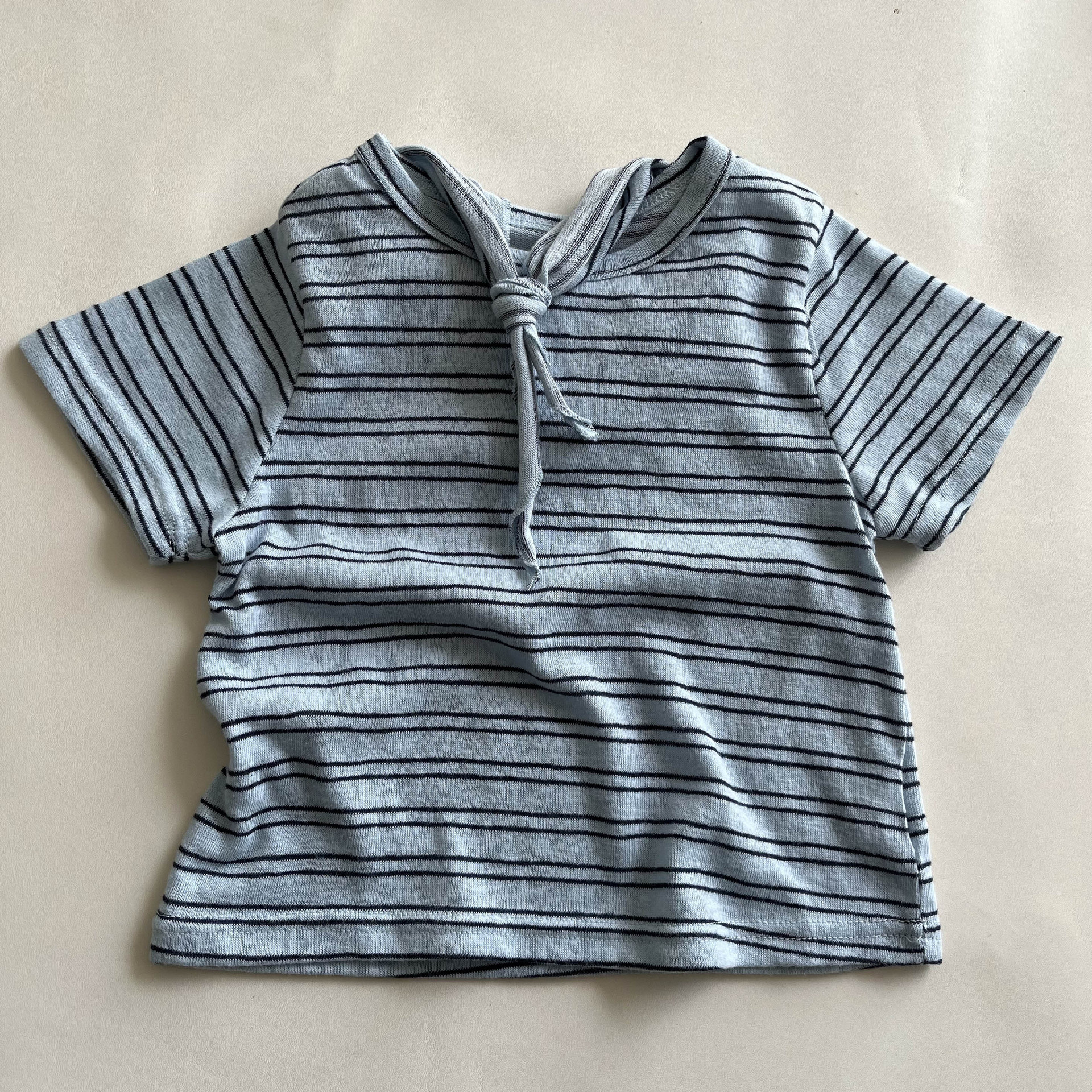 Kids Striped Short-Sleeve Scarf Top