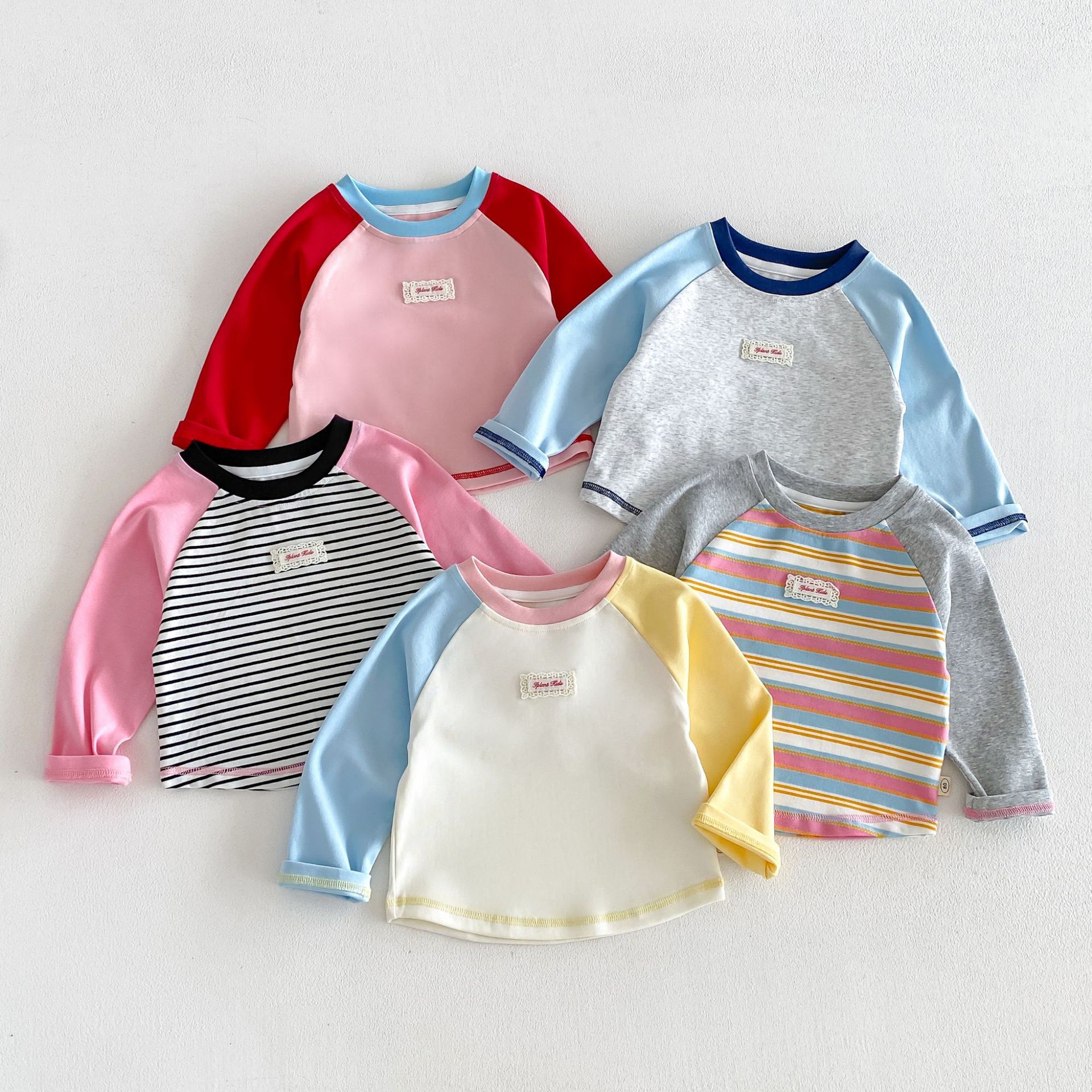 Kids Raglan Color Blocking Stripe T-shirt