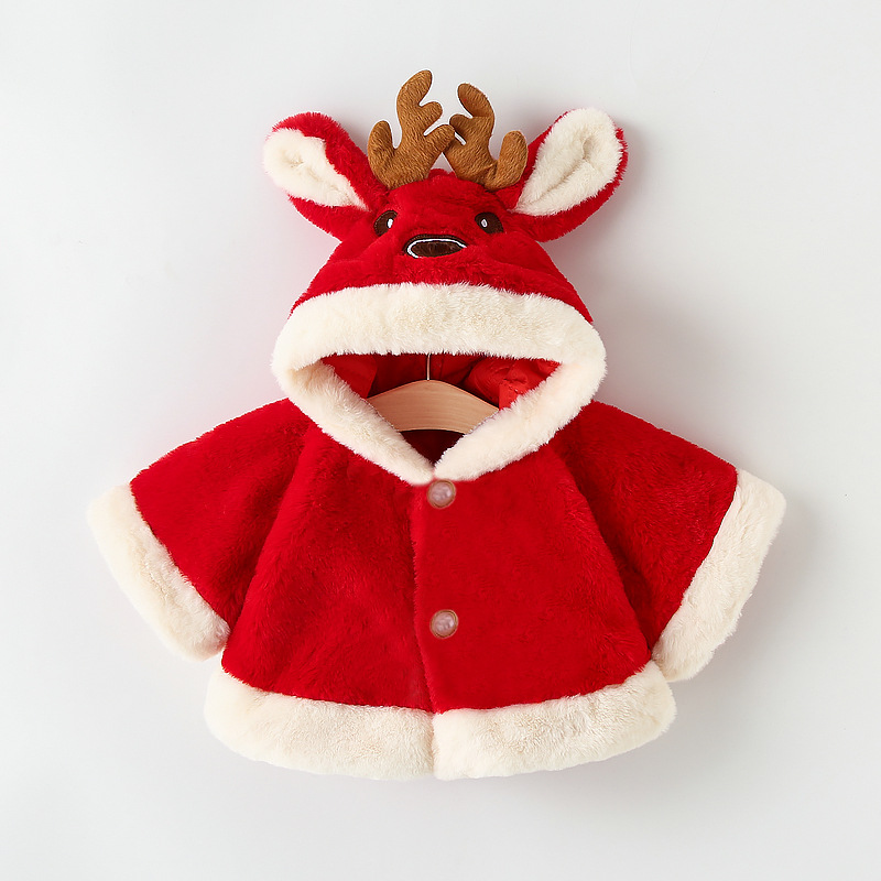 Baby Reindeer Fleece Hooded Warm Cape