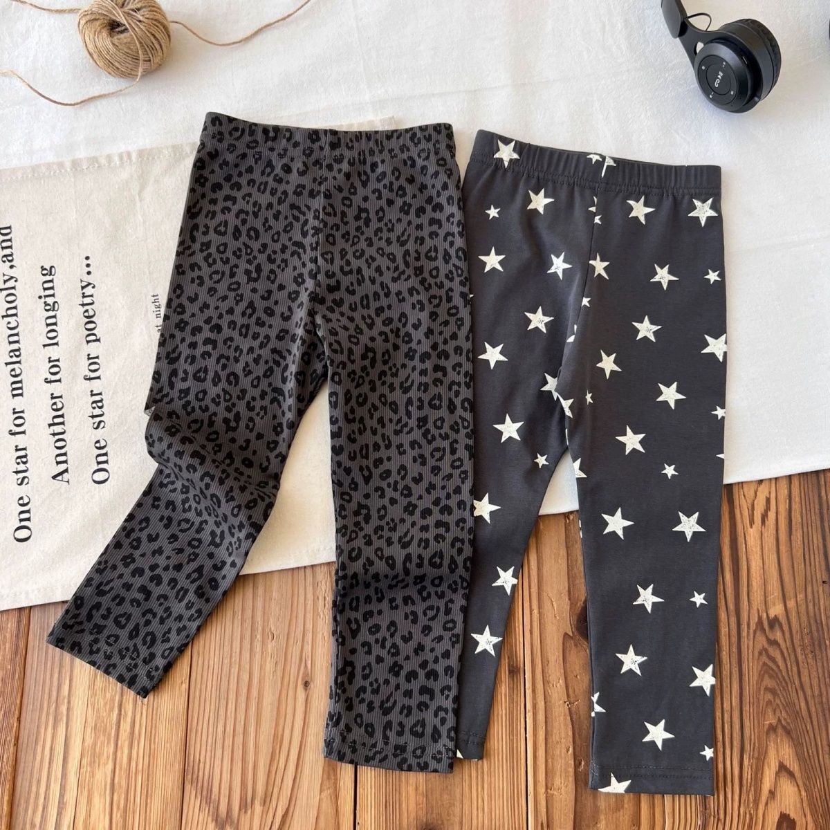 Kids Star Leopard Print Base Layer Pants