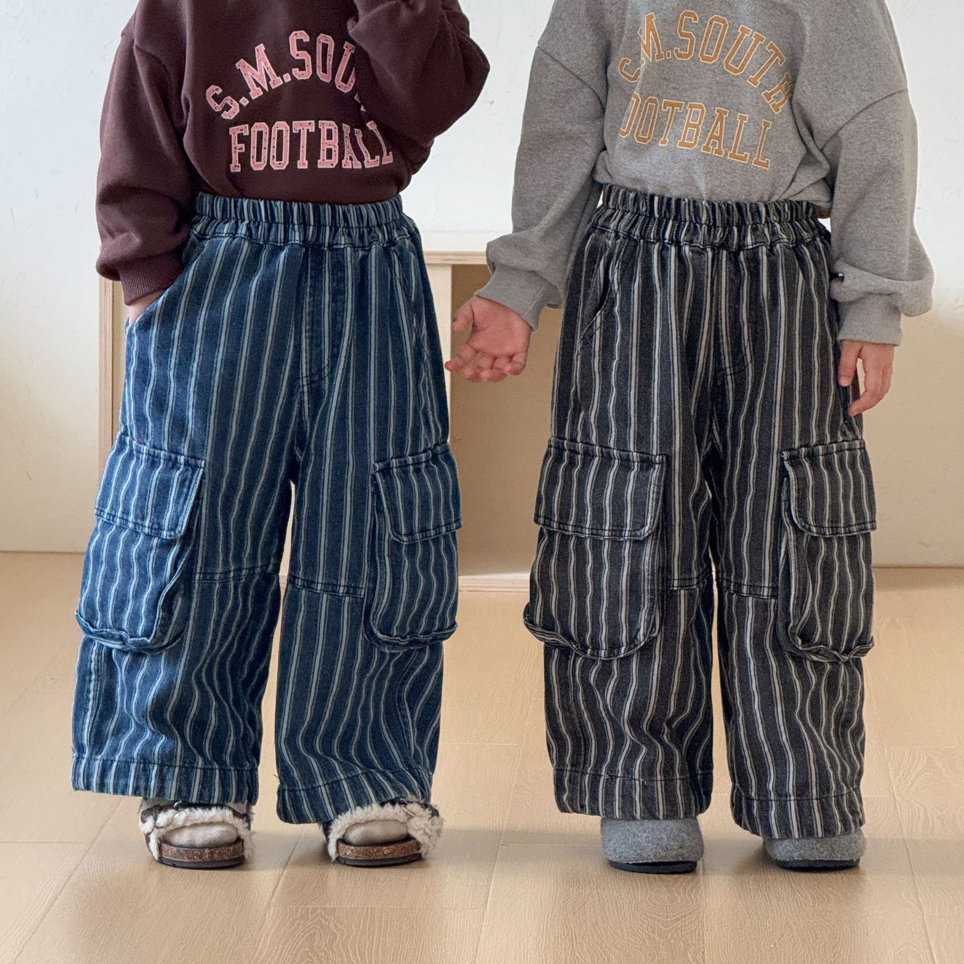 Kids Stripe Cargo Denim Pants