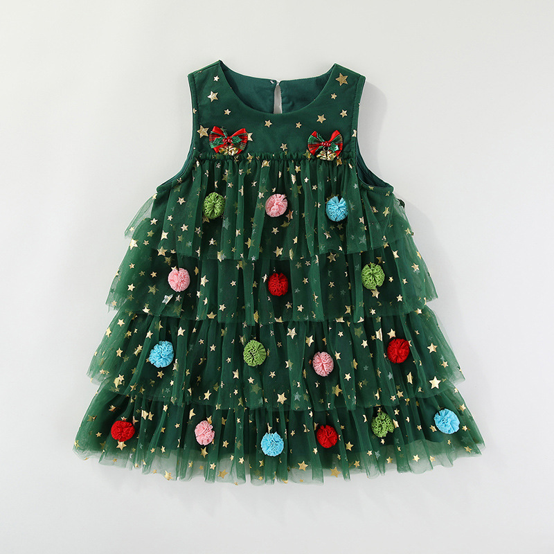 Kids Christmas Mesh Dress