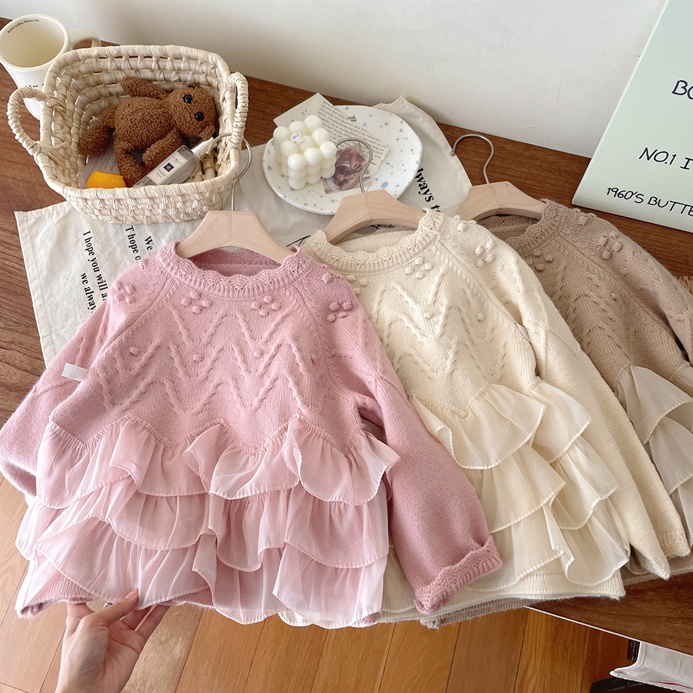 Kids Lace Panel Wave Sweater