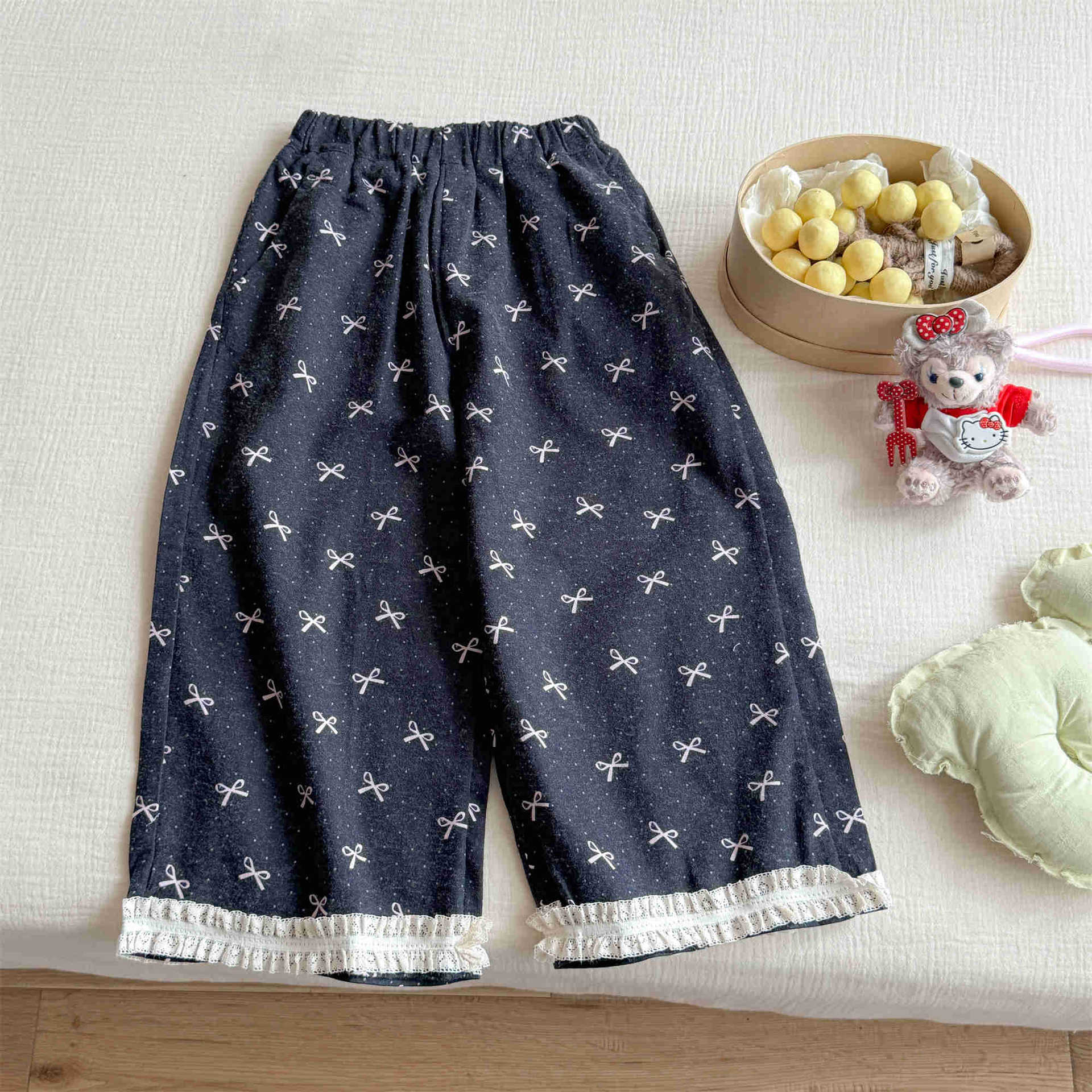 Kids Bow Lace Straight Leg Pants