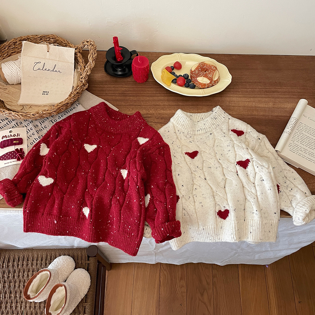 Kids Heart Knitting Sweater