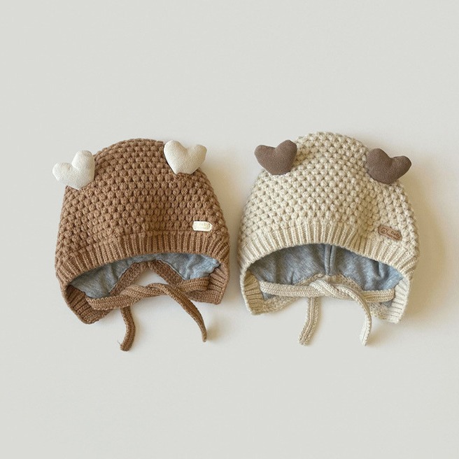 Baby Heart Ears Ribbing Knit Hat