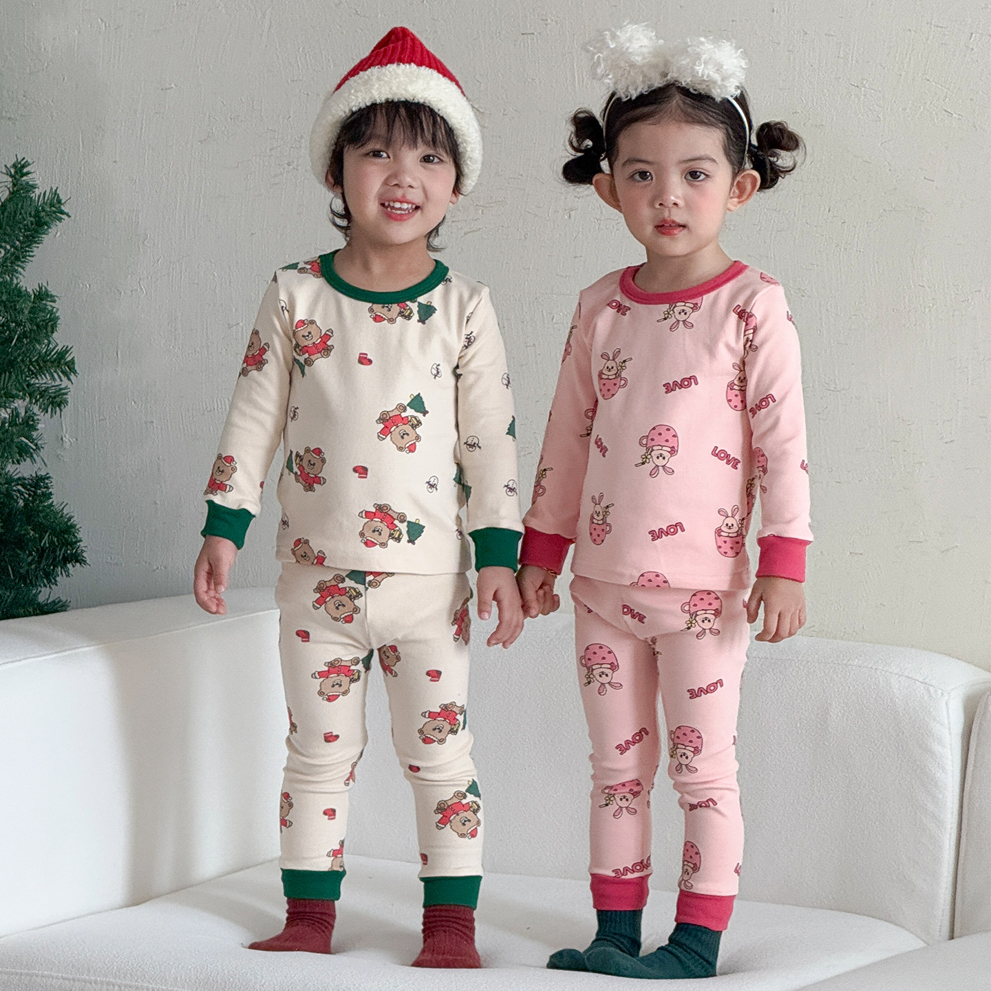 Kids Christmas Bear Rabbit 2-Piece Set