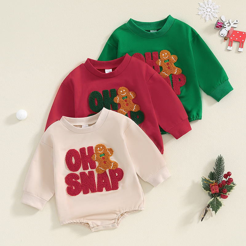 Baby Christmas Letter Embroidery Onesie