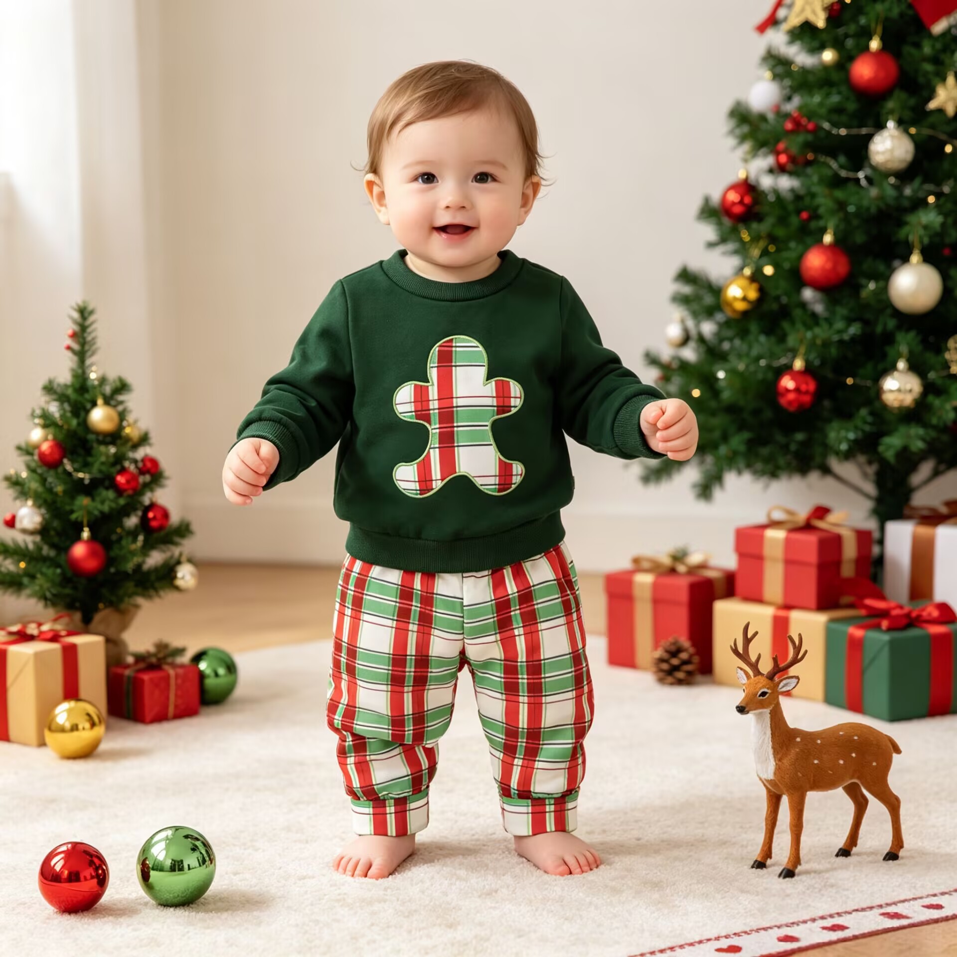 Baby Checkered Gingerbread Man 2-Piece Set