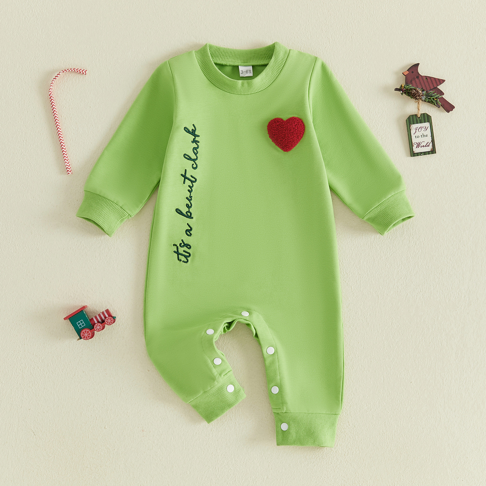 Baby Letter Heart Embroidery Romper
