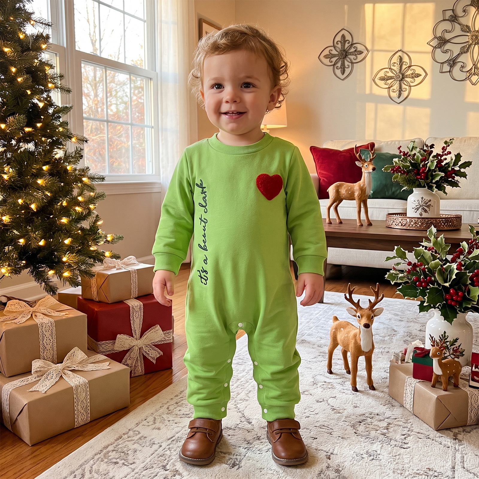 Baby Letter Heart Embroidery Romper