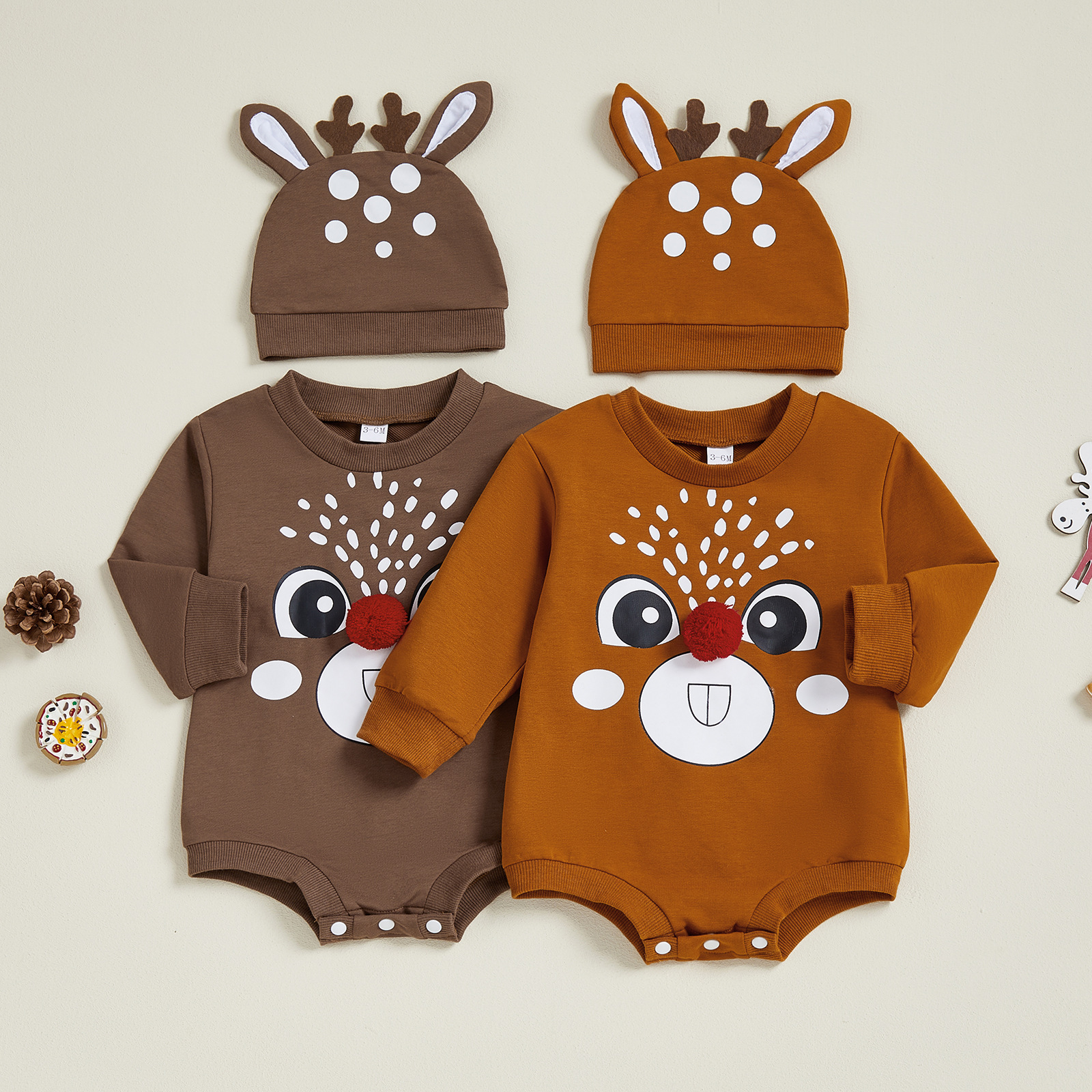 Baby Christmas Reindeer Onesie With Hat