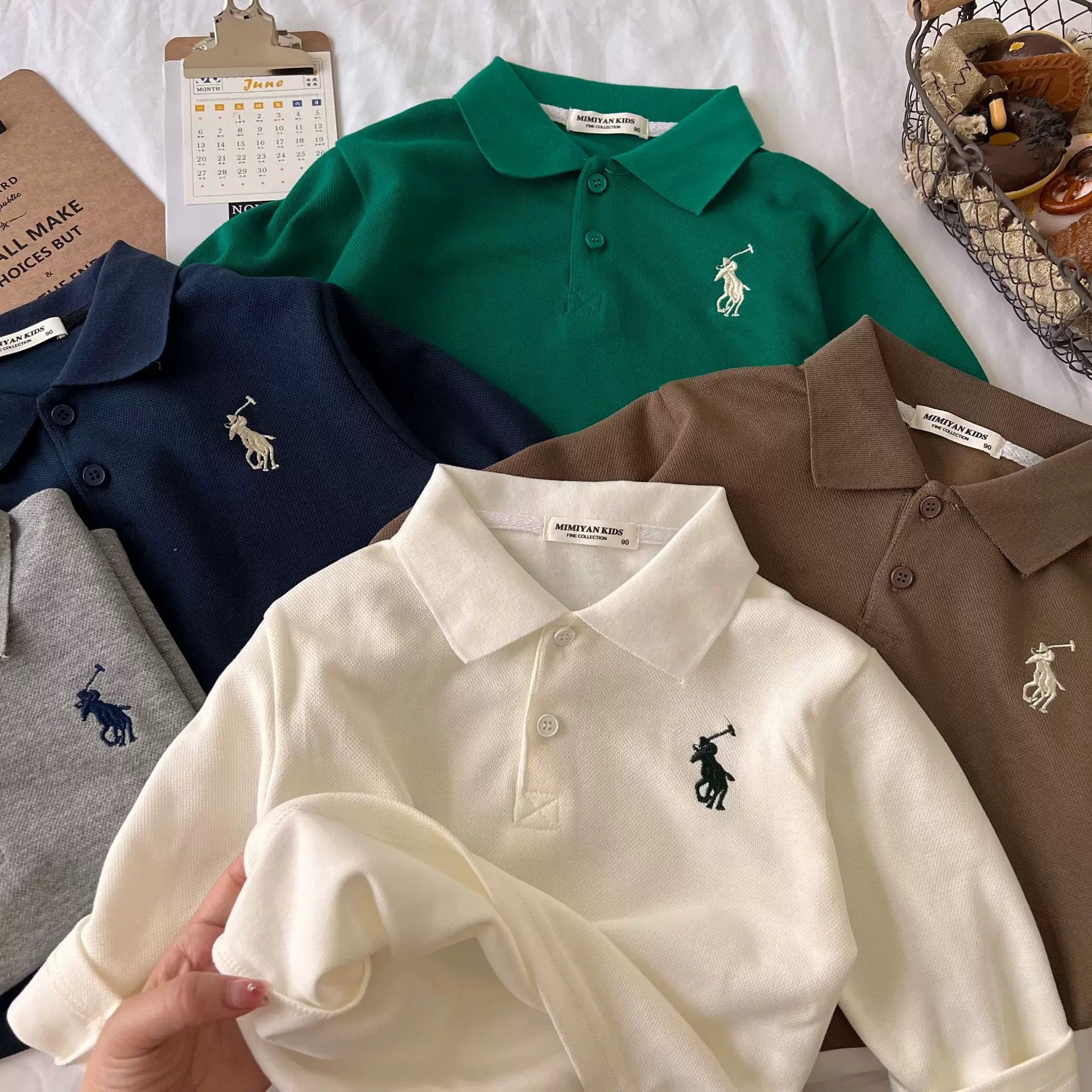 Kids Embroidery Lapel Collar T-shirt