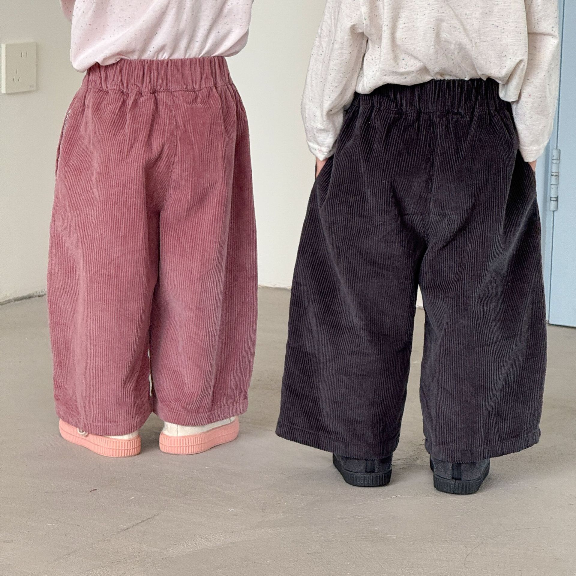 Kids Solid Color Corduroy Pants
