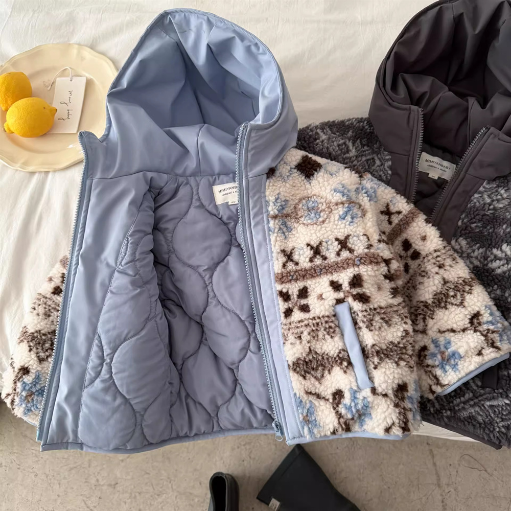 Kids Snowflake Jacquard Lamb Fleece Outerwear