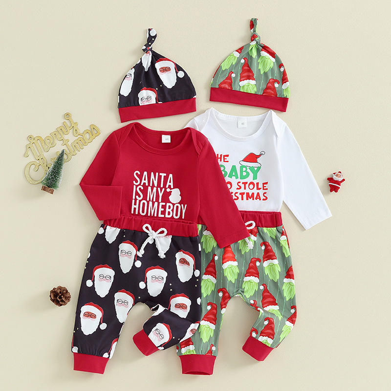 Baby Christmas Pattern Onesie 3-Piece Set