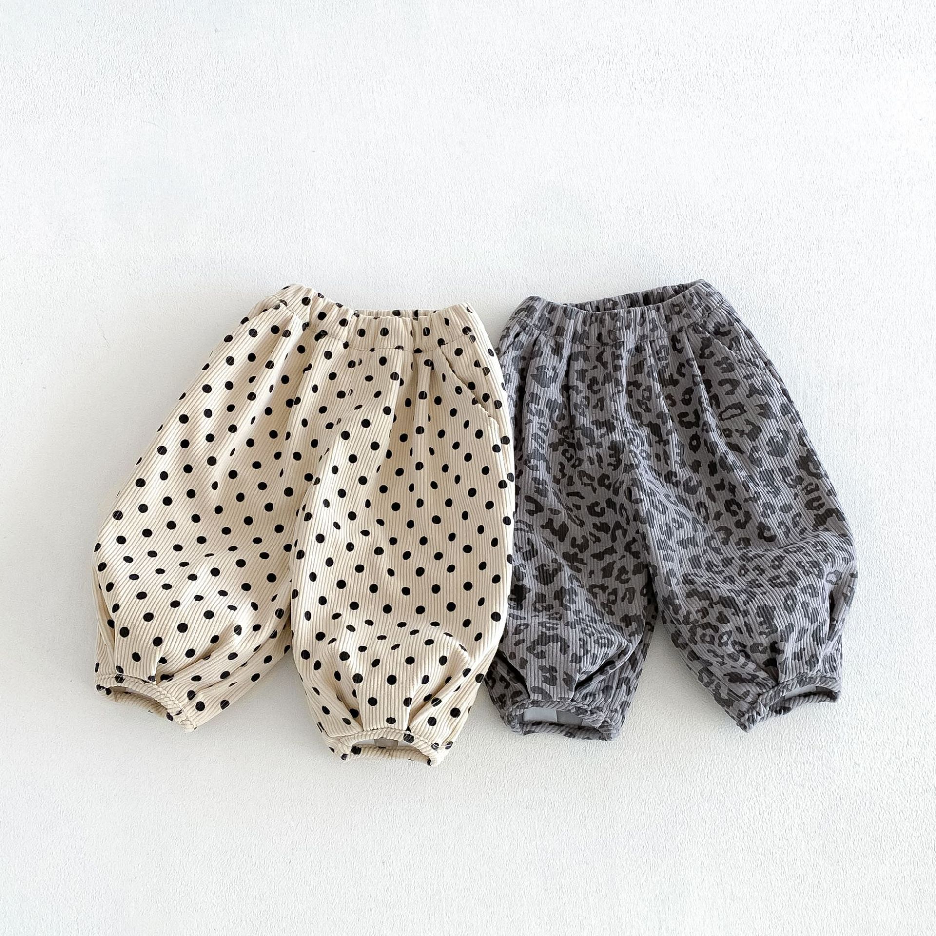 Kids Polka Dots Leopard Print Corduroy Pants