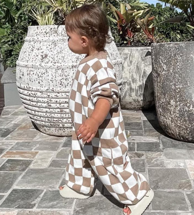 Baby Newborn Checkered Lightning Print Romper