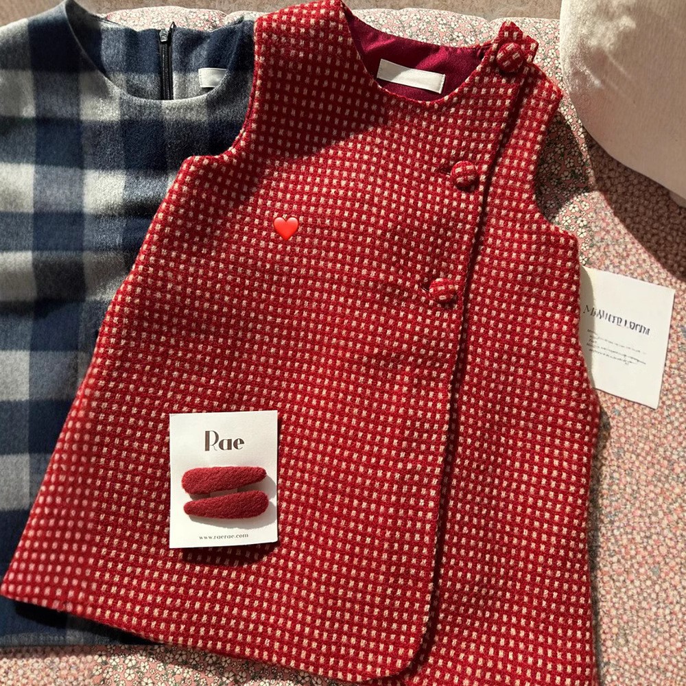 Kids Checkerboard Pattern Vest Dress