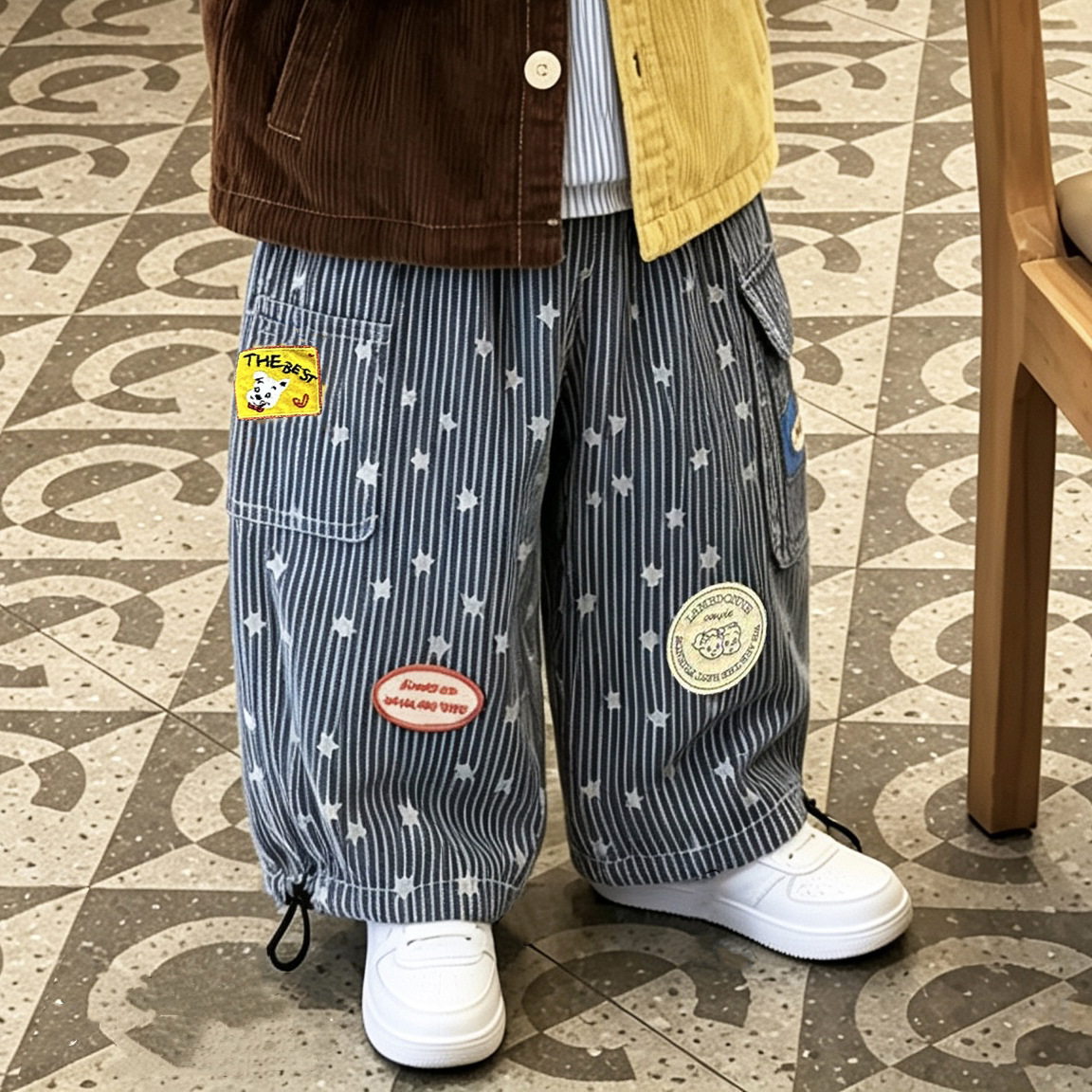 DailyBebe Kids Stripe Stars Pocket Pants