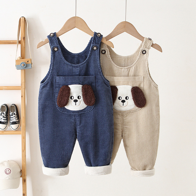 DailyBebe Kids Cartoon Dog Corduroy Overalls