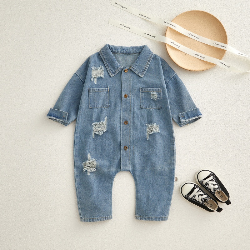 Baby ripped denim romper