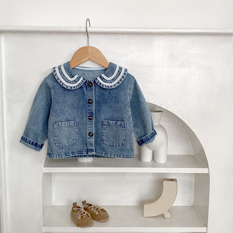 Baby Toddler Girls' Peter Pan Collar Denim Jacket