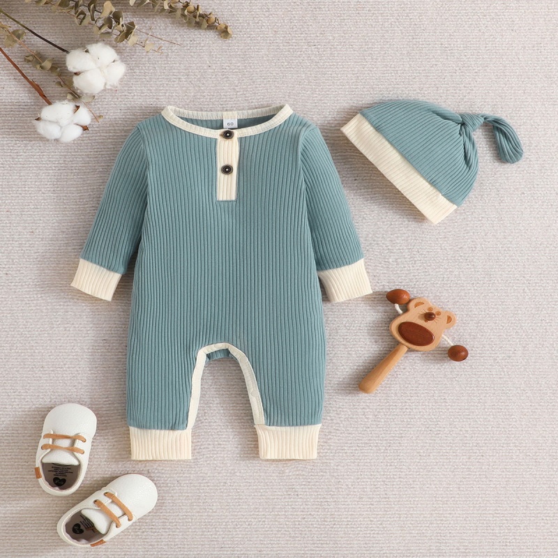 2-Piece Baby Newborn Multi-Color Romper (hat included)