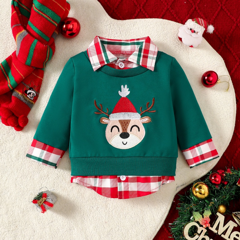 Baby Newborn Christmas False Two-piece Sweater
