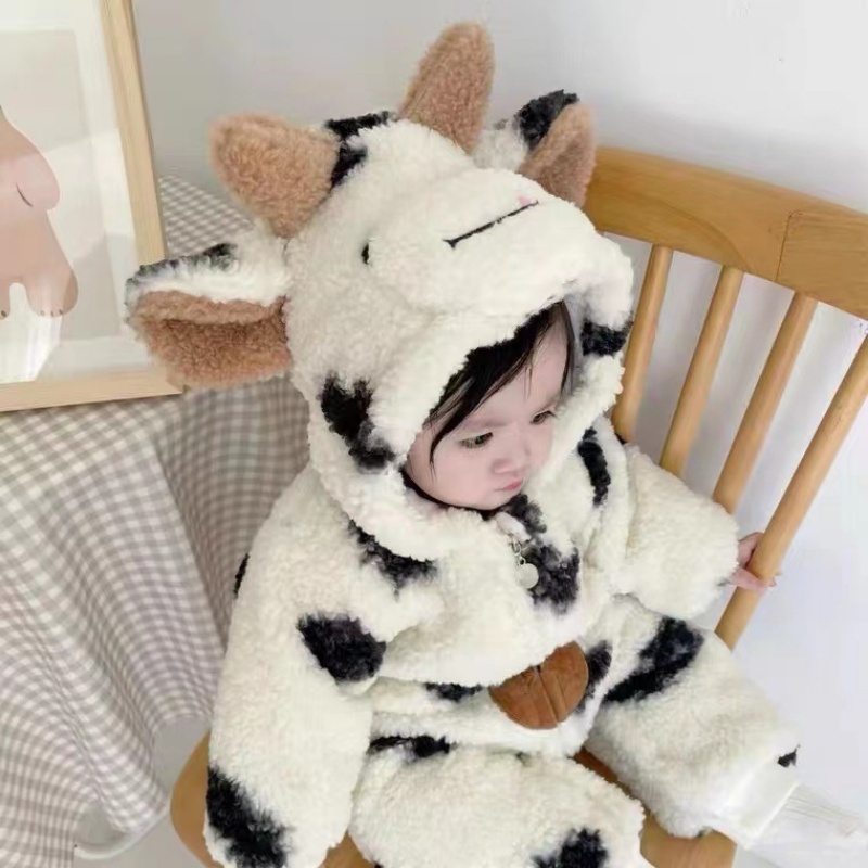 Baby Newborn Warm Cow Romper