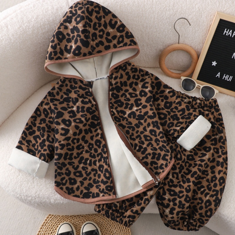 Leopard Print Baby Toddler Padded Hooded Sweatshirt