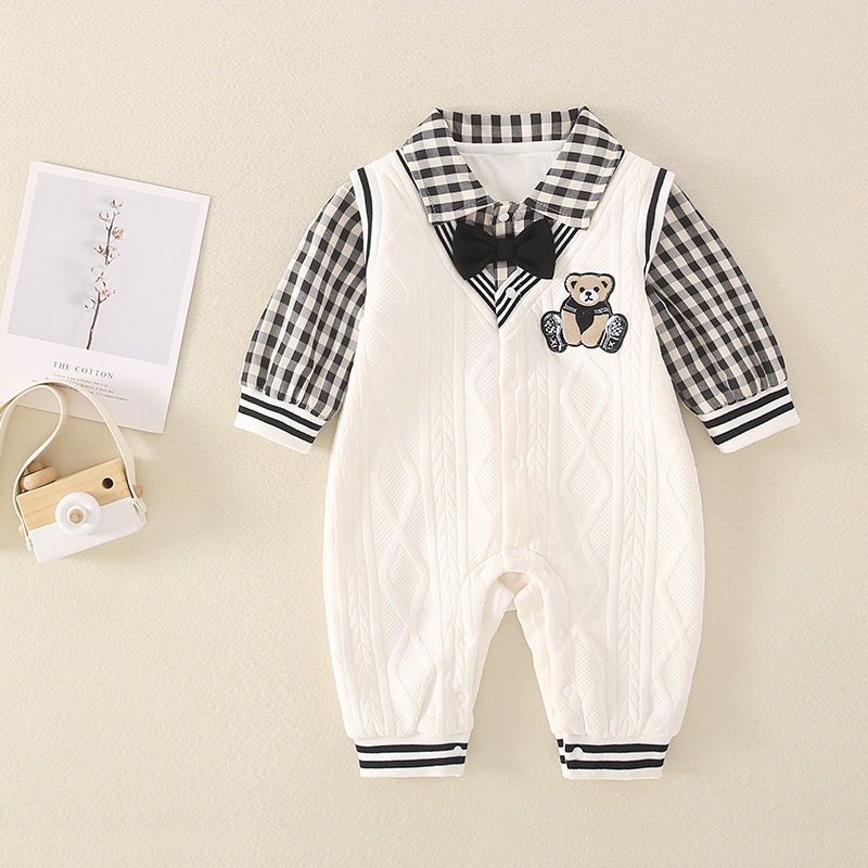Baby Newborn Bear College Style Romper