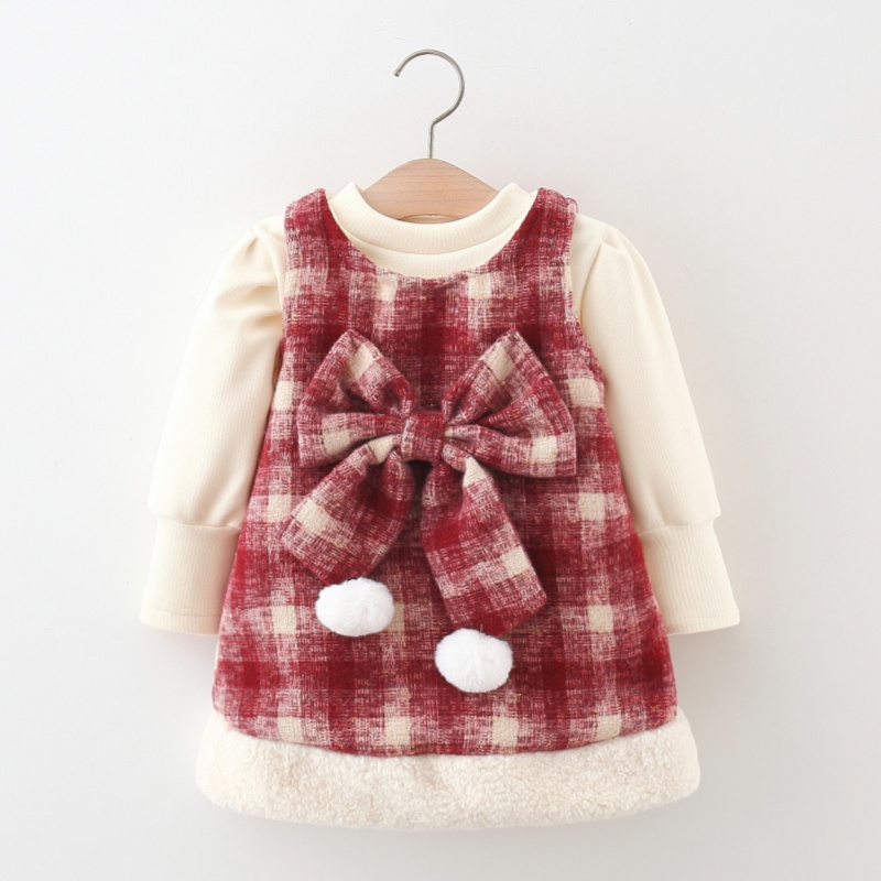 2-Piece Baby Toddler Girls Red Plaid Tank Dresses