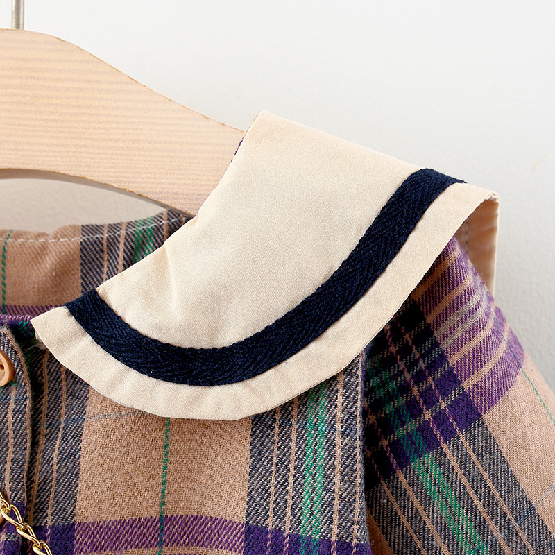 Baby Toddler Girls Classic Plaid Princess Dress（Free Bear Backpack）