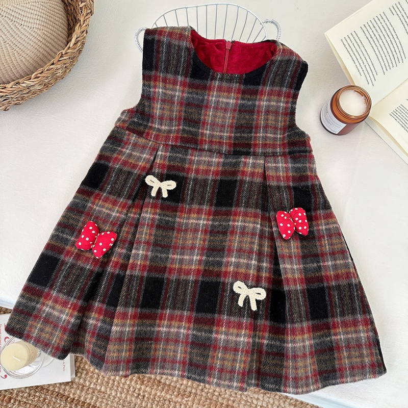 Baby Toddler Girls Warm Plaid Tank Dress