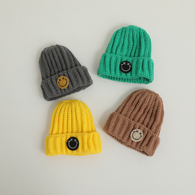 Baby Toddler Cute Smiley Solid Color Knit Hat