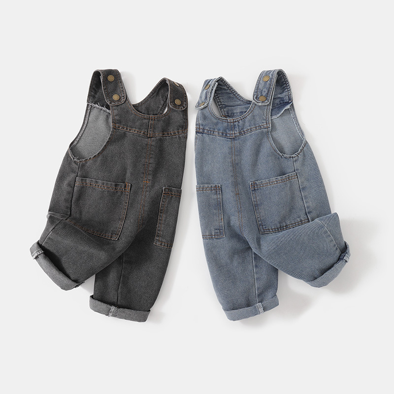 Baby Toddler Double Pocket Denim Overalls