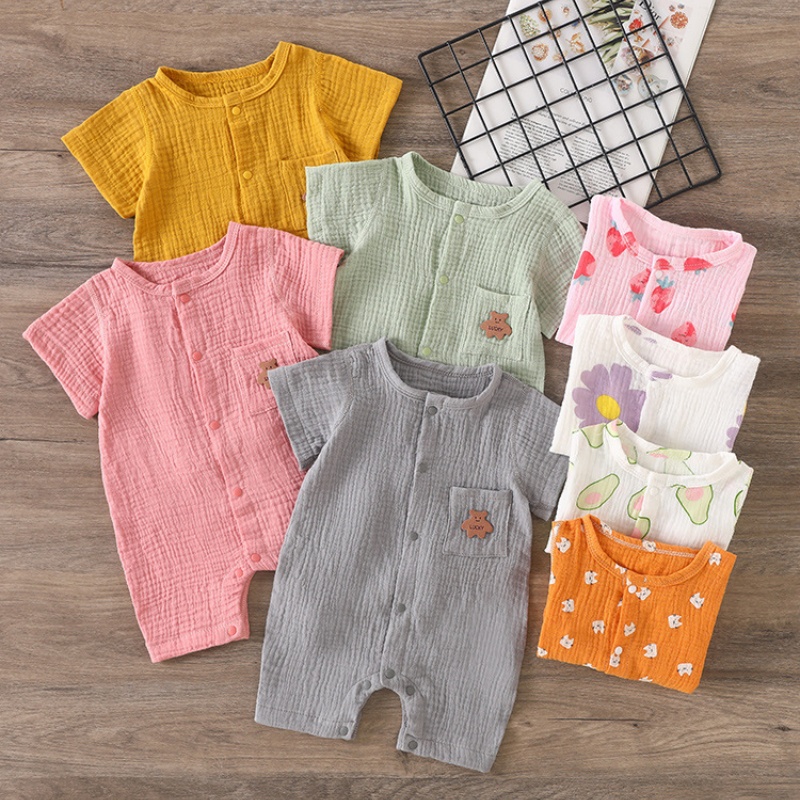 Baby Newborn Multicolor Floral Gauze Romper