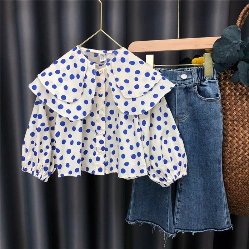2-Piece Baby Toddler Girls Polka Dot Top Jeans Set