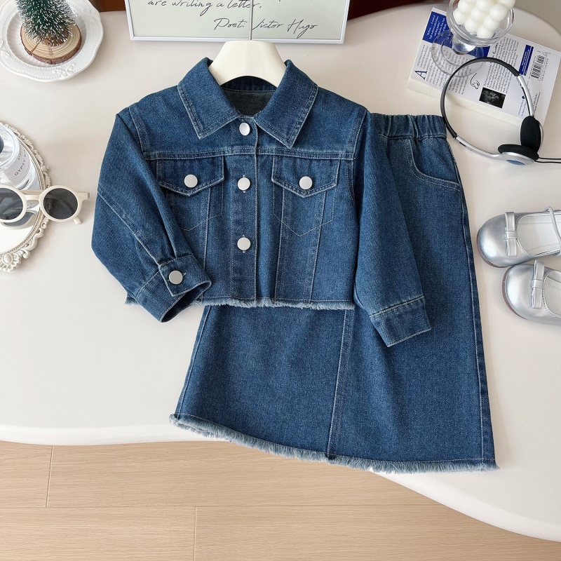 Baby Toddler Girl Denim Skirt 2-Piece Set