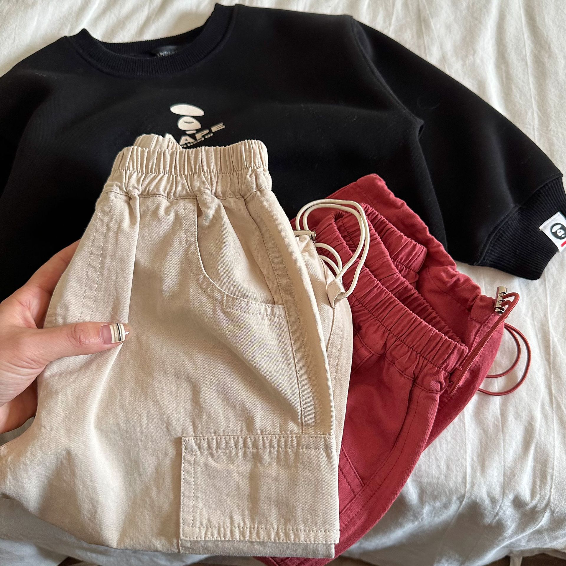 Toddler Solid Color Worker Pocket Pants