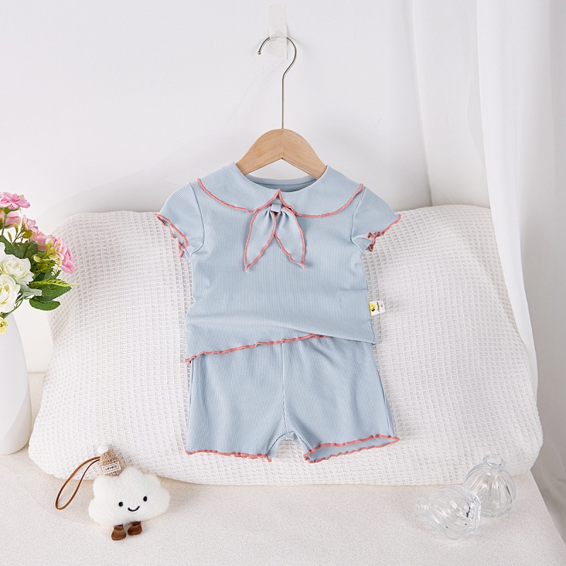 Baby Girl Bow Tie Stretch Shorts 2-Piece Set