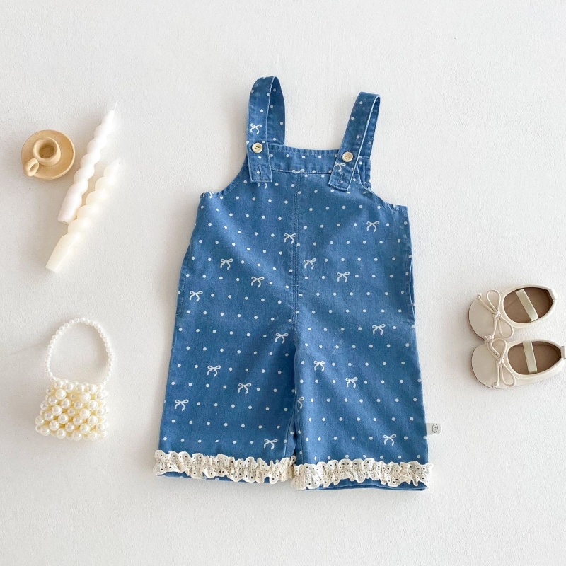Baby Toddler Girls Printed Denim Overalls