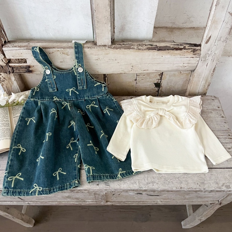 Baby Girl Printed Denim Overalls