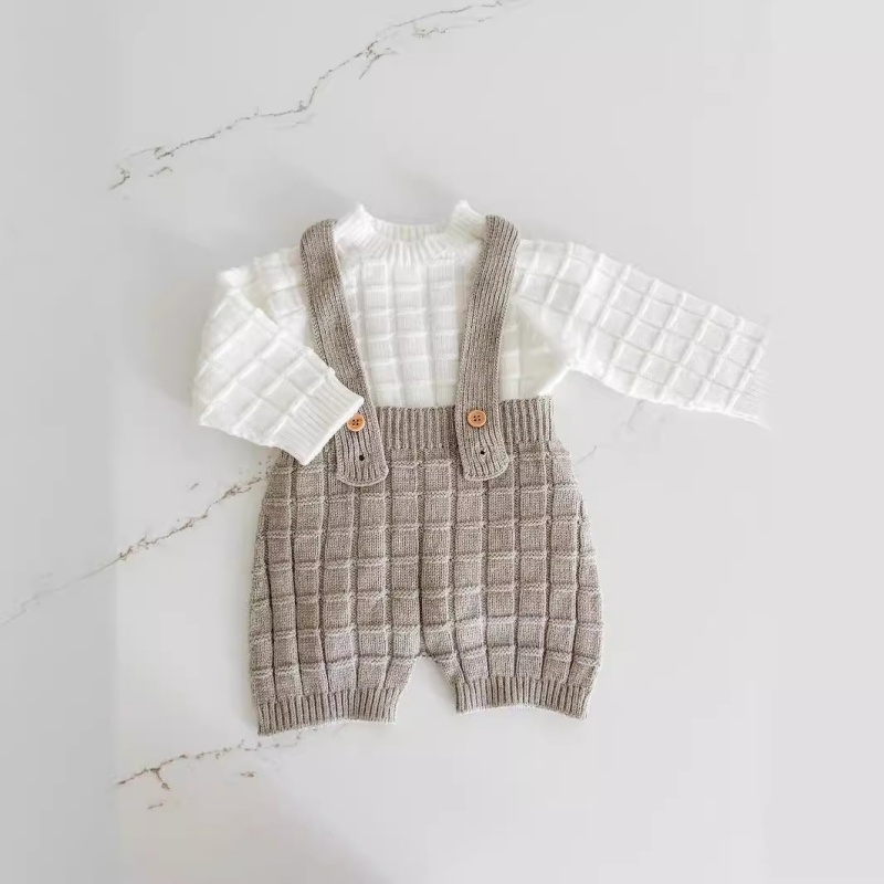 Baby Knitted Sweater Top & Overalls