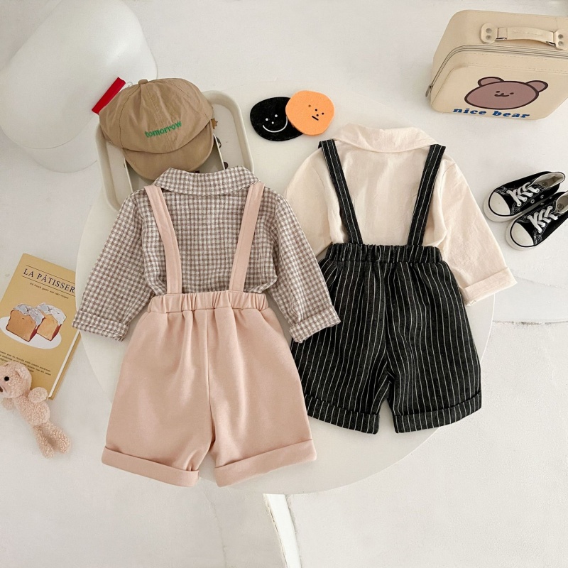 Baby doll collar shirt & workwear overall